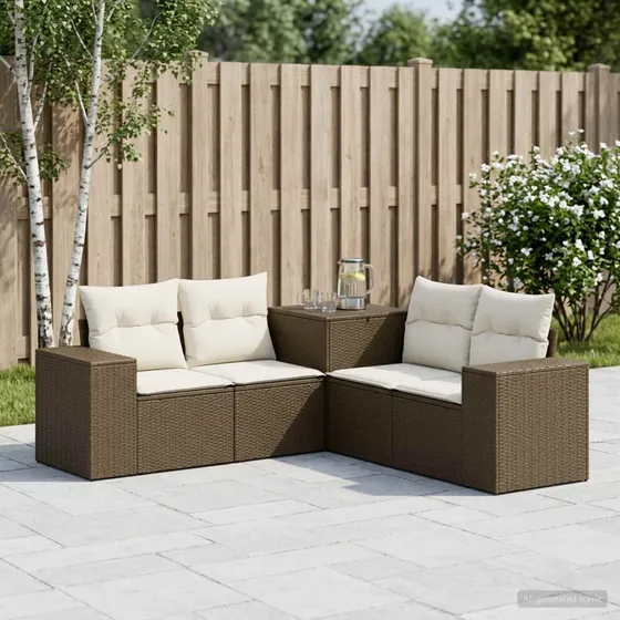 vidaXL Sofa Sæt 5 dele - Brun/Cremehvid - 200 x 200 x 85 cm