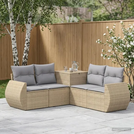 vidaXL Sofa Sæt 5 dele, Beige/Grå, 188 x 188 x 85 cm