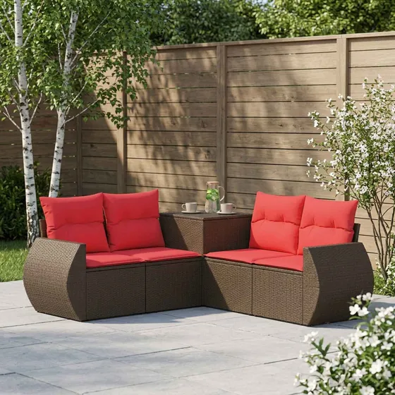 vidaXL Sofa Sæt 5 stk. Brun/Rød 188 x 188 x 85 cm