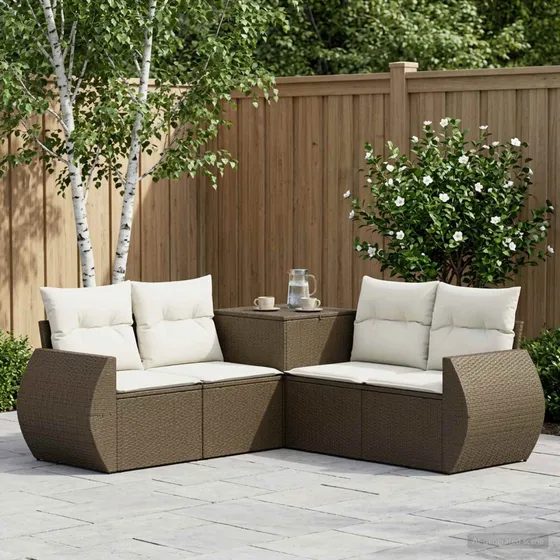 vidaXL Sofa Sæt 5 dele Brun/Creme 188 x 188 x 85 cm