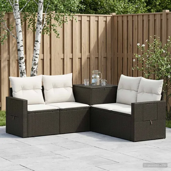 vidaXL Sofa Sæt 5 stk. Sort og Cremehvid 179 x 179 x 85 cm
