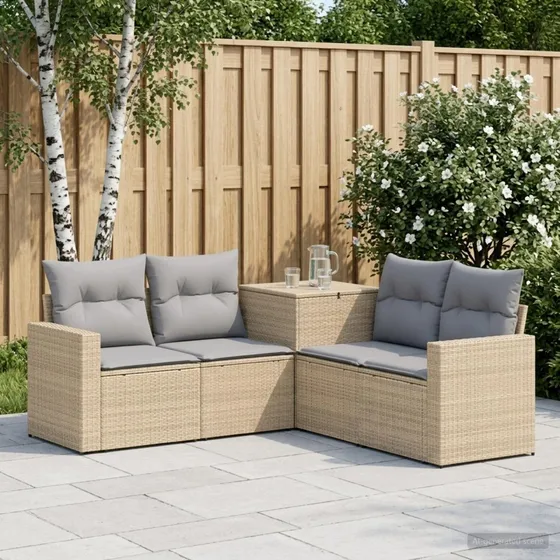 vidaXL Sofa Sæt 5 dele Beige og lys grå 182,5 x 182,5 x 85 cm