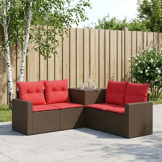 vidaXL Sofa Sæt 5 stk. Brun/Rød 182,5 x 182,5 x 85 cm