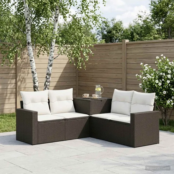 vidaXL Sofa Sæt 5 stk. Sort og Cremehvid 182,5 x 182,5 x 85 cm