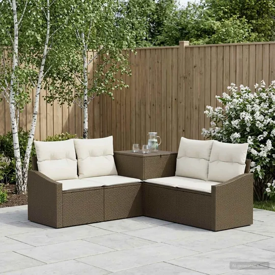vidaXL Sofa Sæt 5 dele - Brun/Creme Hvid 178,5 x 178,5 cm
