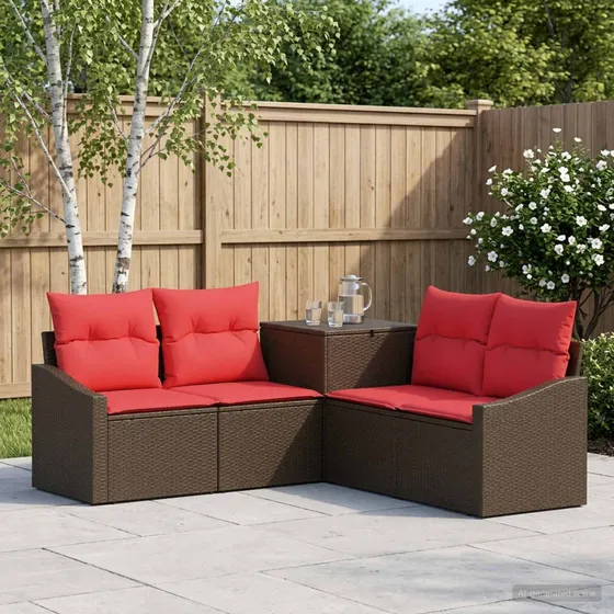 vidaXL Sofa Sæt 5 dele - Brun/Rød - 178,5 x 178,5 x 85 cm