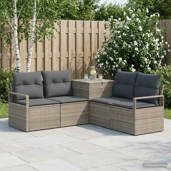 vidaXL Sofa Sæt 5 dele i poly rattan, Grå/Mørkegrå, 177x177x85 cm