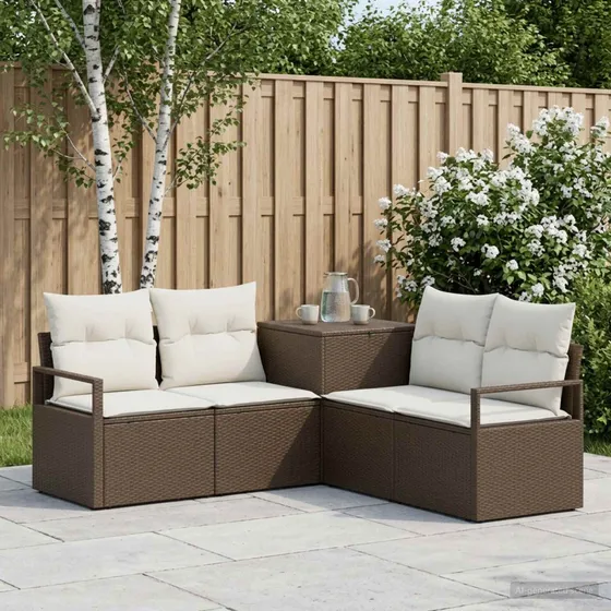 vidaXL Sofa Sæt 5 dele, Brun/Cremehvid, 177 x 177 x 85 cm