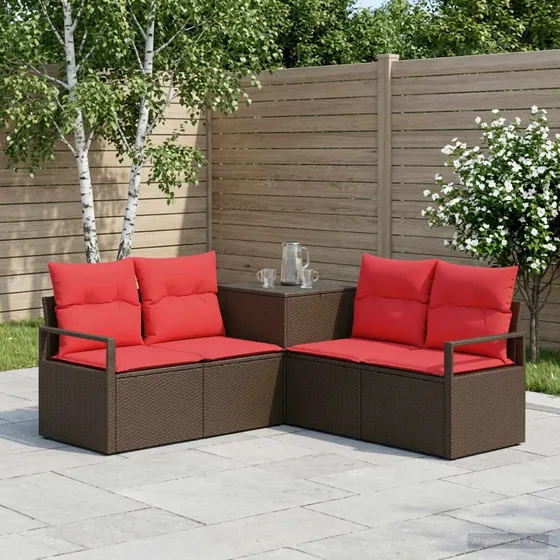 vidaXL Sofa Sæt 5 stk. Brun/Rød 177 x 177 x 85 cm