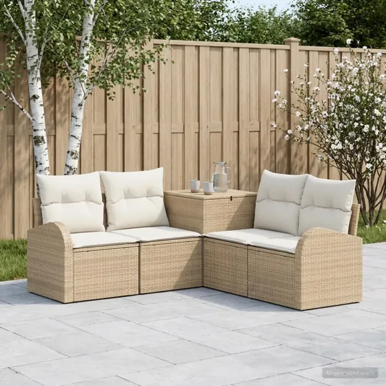 vidaXL Sofa Sæt 5 dele, Beige/Cremehvid, 179 x 179 x 85 cm