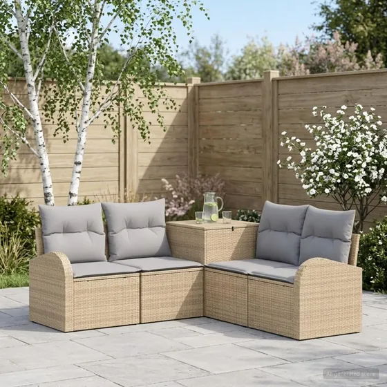 vidaXL Sofa Sæt 5 stk. Beige & Lys Grå 179 x 179 x 85 cm