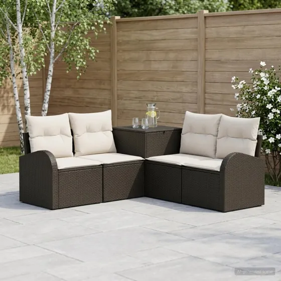 vidaXL Sofa Sæt 5 stk. Sort og Cremehvid 179 x 179 x 85 cm