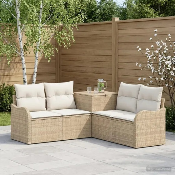 vidaXL Sofa Sæt 5 stk. i Beige & Cremehvid Poly Rattan