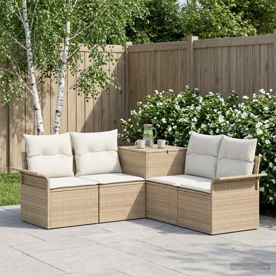 vidaXL Sofa Sæt 5 dele Beige/Cremehvid 187,5 x 187,5 x 85 cm