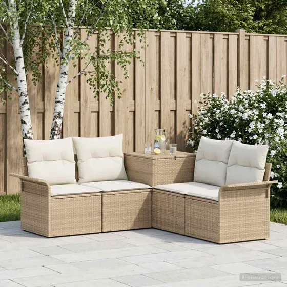 vidaXL Sofa Sæt 5 dele - Beige/Cremehvid - 187,5 x 187,5 cm