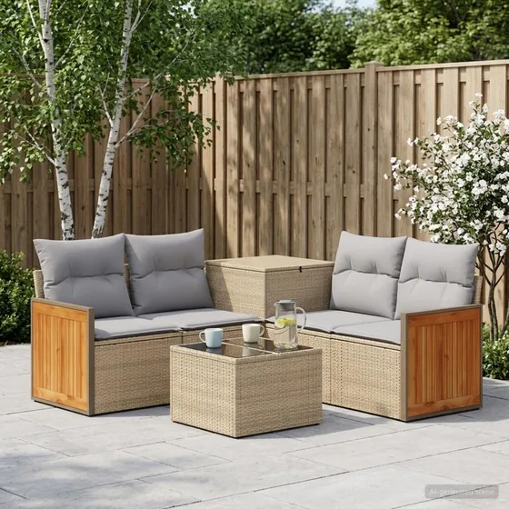 vidaXL Havesofasæt 6 dele - Beige & Lys Grå