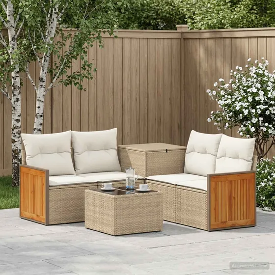 vidaXL Sofa Sæt 6 stk. Beige/Cremehvid 55x55x37 cm