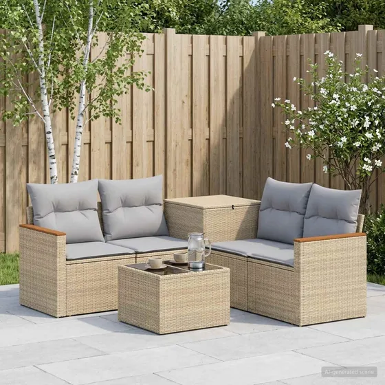 vidaXL Sofa Sæt 6 stk. Beige/Grå 55x55x37 cm med opbevaring