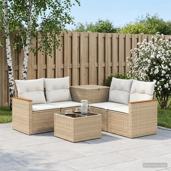 vidaXL Sofa Sæt 6 stk. Beige/Cremehvid 55x55x37 cm