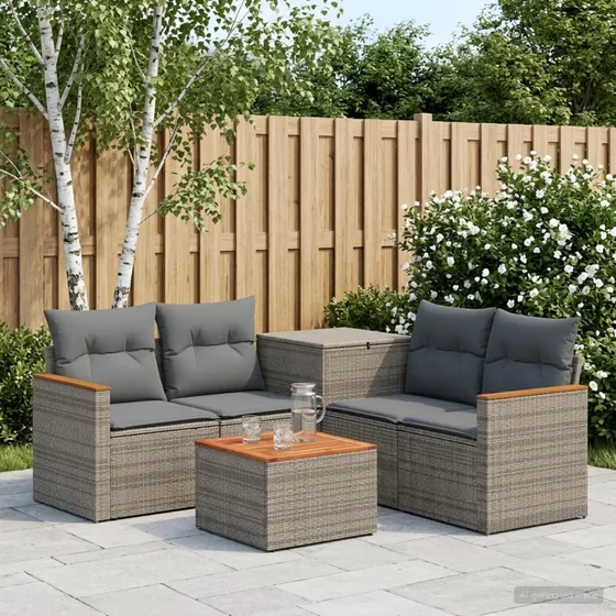 vidaXL Sofa Sæt 6 stk. Grå/Mørkegrå Poly Rattan