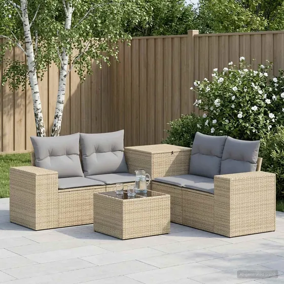 vidaXL Sofa Sæt 6 stk. Beige/Lys Grå 55x55x37 cm