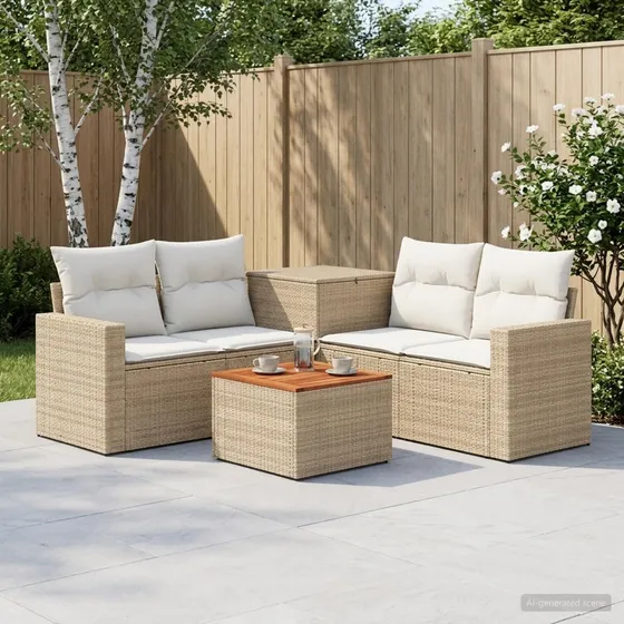 vidaXL Sofa Sæt 6 stk. Beige og cremehvid 55 x 55 x 37 cm
