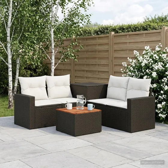 vidaXL Sofa Sæt 6 stk. Sort og Cremehvid 55 x 55 x 37 cm