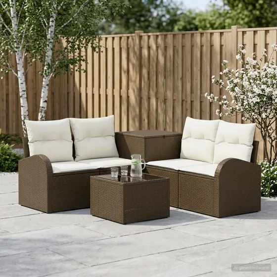 vidaXL Sofa Sæt 6 stk. Brun/Cremehvid 55x55x37 cm