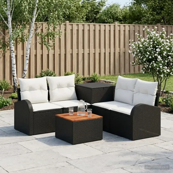 vidaXL Sofa Sæt 6 stk. Sort og Cremehvid 55 x 55 x 37 cm