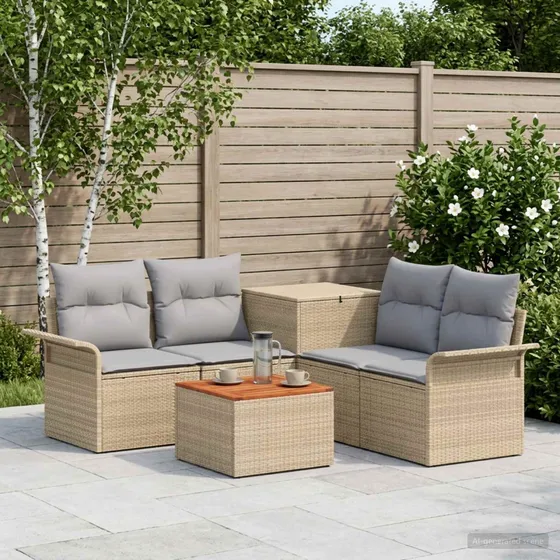 vidaXL Sofa Sæt 6 dele, 4-personers, Beige/Lys Grå