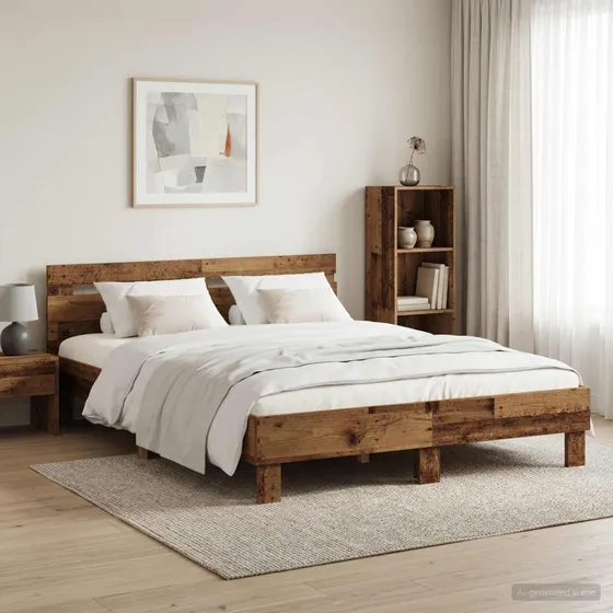 vidaXL Sengestel Gammelt træ 120 x 190 cm