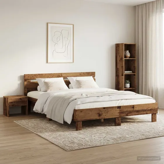 vidaXL Sengestel i gammelt træ 135 x 190 cm