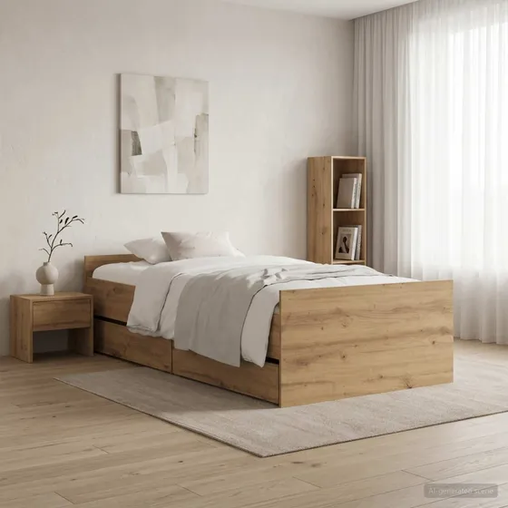 vidaXL Sengestel Artisan-eg 90 x 200 cm i konstrueret træ