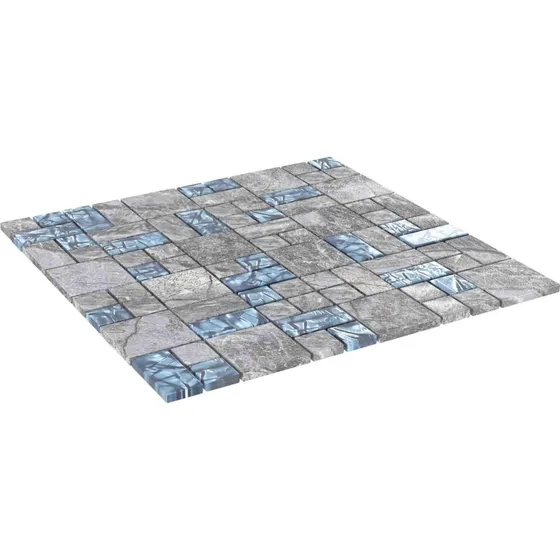 vidaXL Mosaikflise 11 stk. 50 x 50 cm Grå og Blå Glas