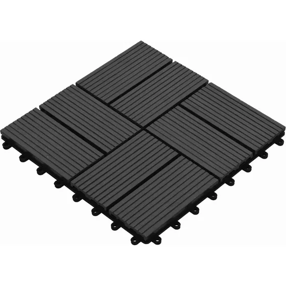 vidaXL Terrasse Flise 11 stk. Sort 30 x 30 cm WPC