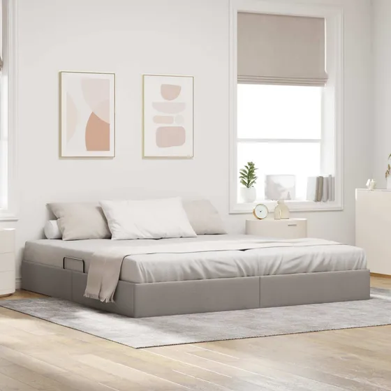 vidaXL Ottoman Sengestel med opbevaring - Gråbrun - 200 x 200 cm