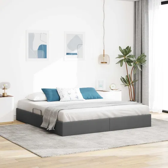 vidaXL Ottoman Sengestel med opbevaring, Mørkegrå, 160x200 cm