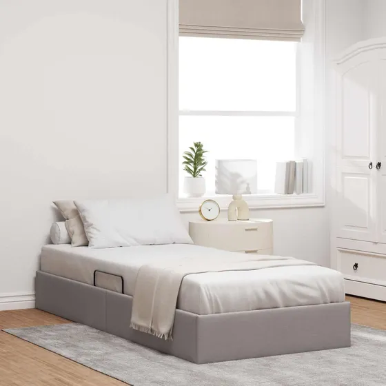 vidaXL Ottoman Sengestel med opbevaring, Gråbrun, 100 x 200 cm
