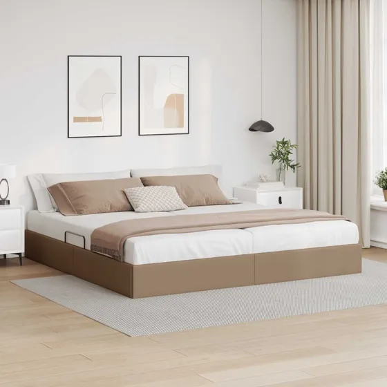 vidaXL Ottoman Sengestel Cappuccino 200 x 200 cm Kunstlæder