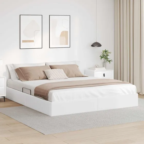 vidaXL Ottoman Sengestel i Kunstlæder, Hvid, 160 x 200 cm