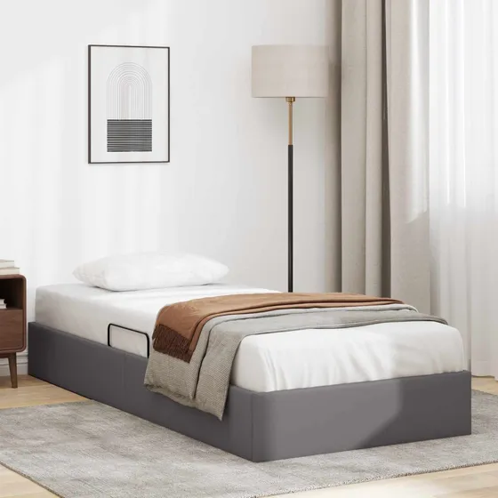 vidaXL Ottoman Sengestel med opbevaring, Grå, 100 x 200 cm
