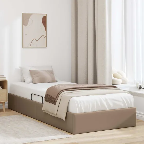 vidaXL Ottoman Sengestel 90 x 200 cm - Cappuccino Kunstlæder
