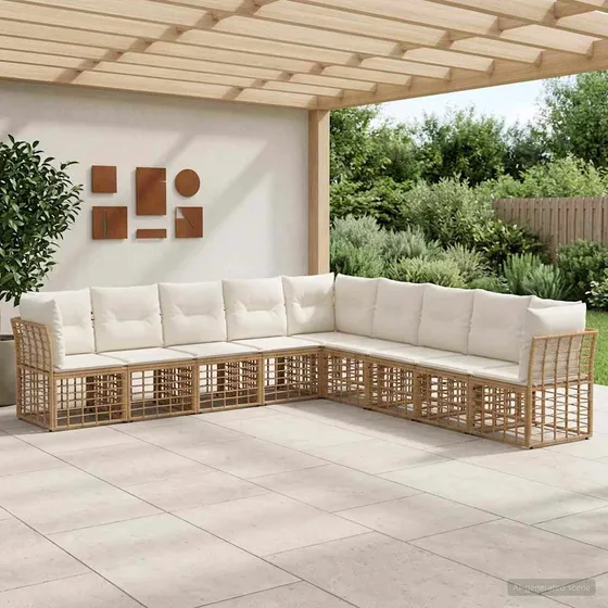 vidaXL Udendørs sofagruppe i naturfarvet polyrattan