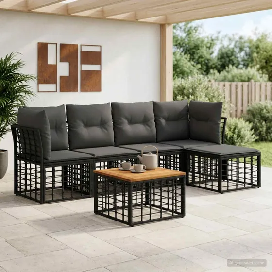vidaXL Udendørs sofagruppe 6 dele - Sort og Mørkegrå