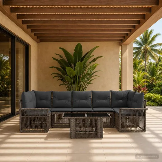 vidaXL Havesofa Sæt 8 stk. Grå/Mørkegrå Polyrattan