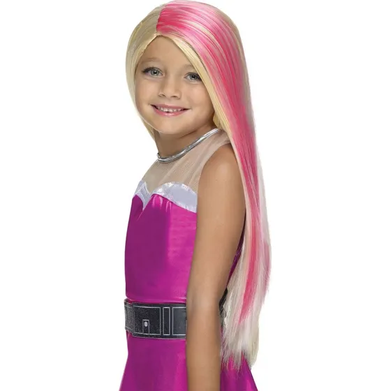 Barbie paryk - Super Sparkle blond med pink stribe