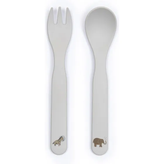 Smallstuff Børnebestik 2-dele 13 cm Engine – grå (PLA)