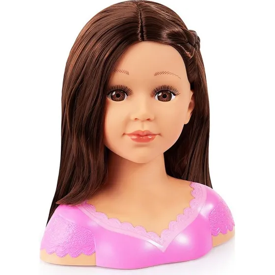 Charlene Super Model Frisør- & Sminkehoved 27 cm - Mørkt hår