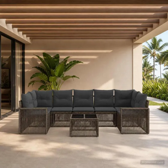vidaXL Havesofa Sæt 8 stk. Grå Polyrattan