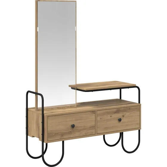 vidaXL Sminkebord Artisan-eg med spejl og skuffer